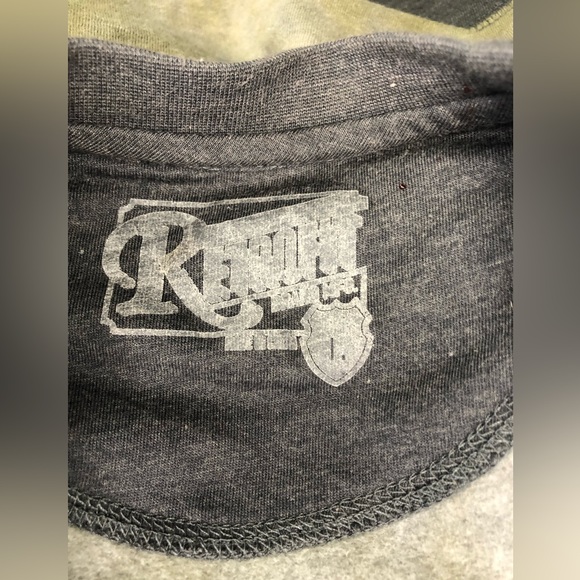 Raglan sleeve sweatshirt with Chrome Ancient Egyptian crowns sz Large Green Grey - Picture 15 of 16